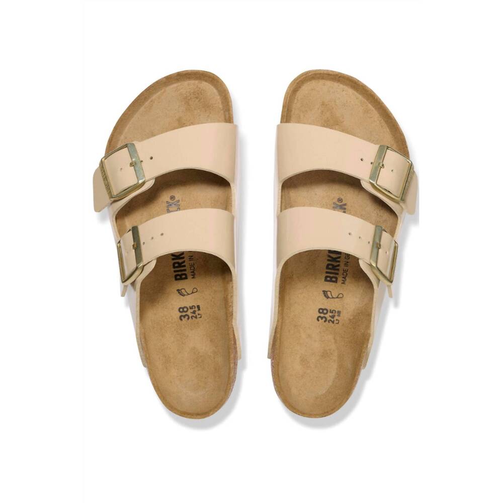 NEW BIRKENSTOCK women's arizona two strap sandal in patent sand birko flor - Picture 4 of 5